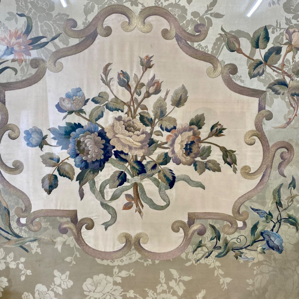 19th century silk embroidered panel View II