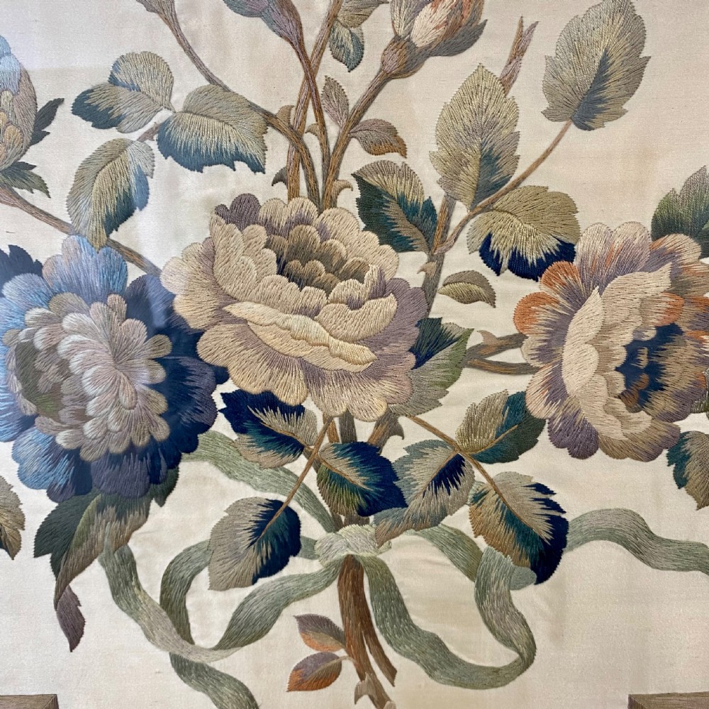 19th century silk embroidered panel View III