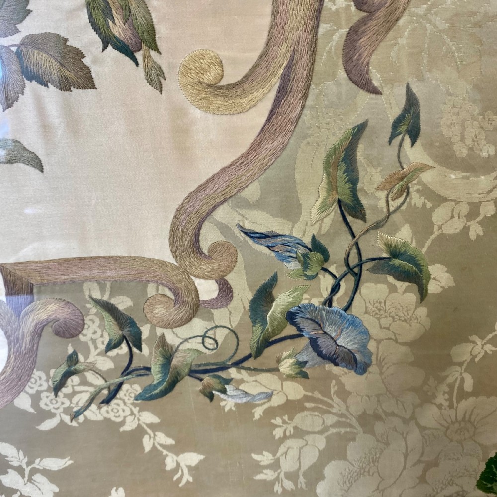 19th century silk embroidered panel View VI