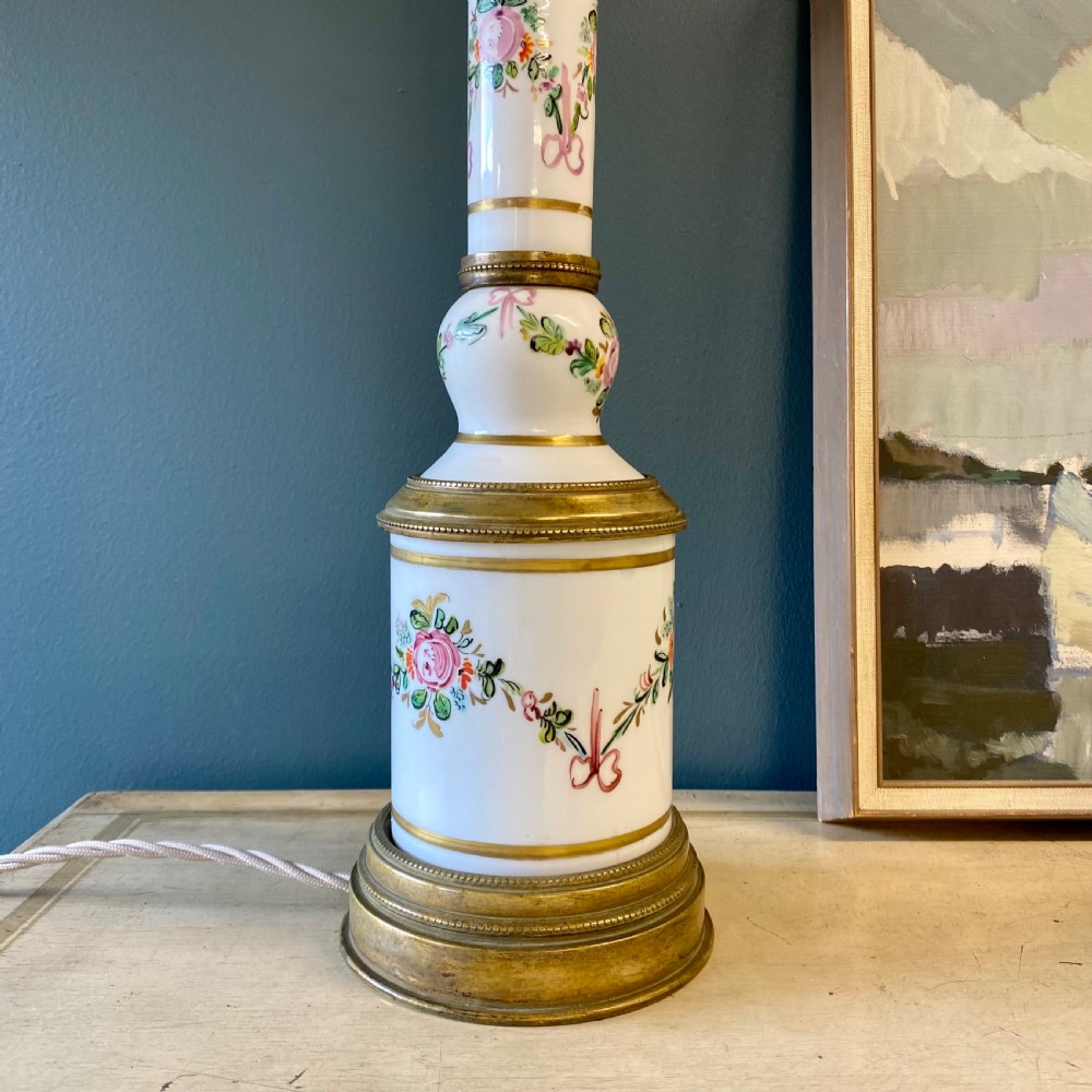 19th century porcelain and brass table lamp  View V