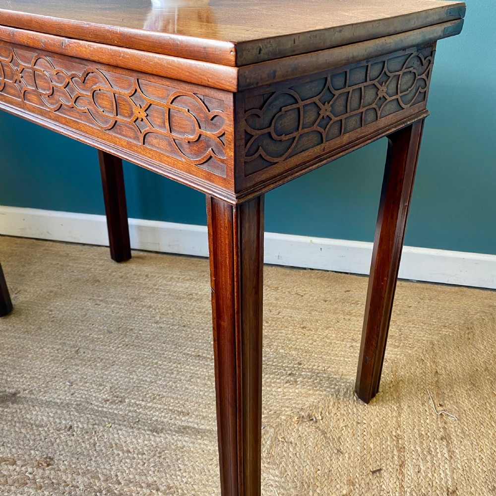 Georgian fold over mahogany tea table View II