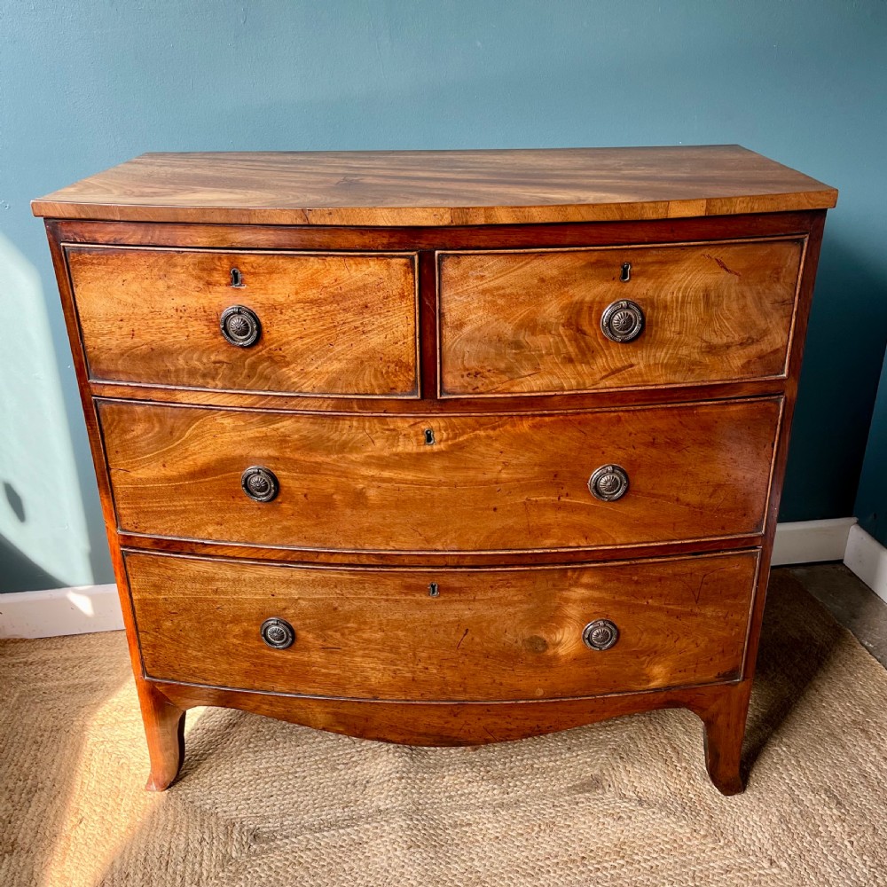 Regency mahogany bow front chest of drawers  View II