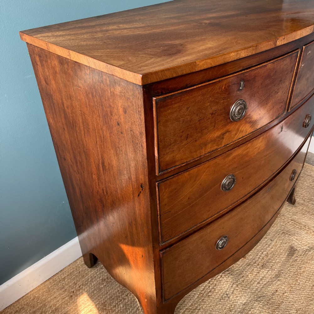 Regency mahogany bow front chest of drawers  View V