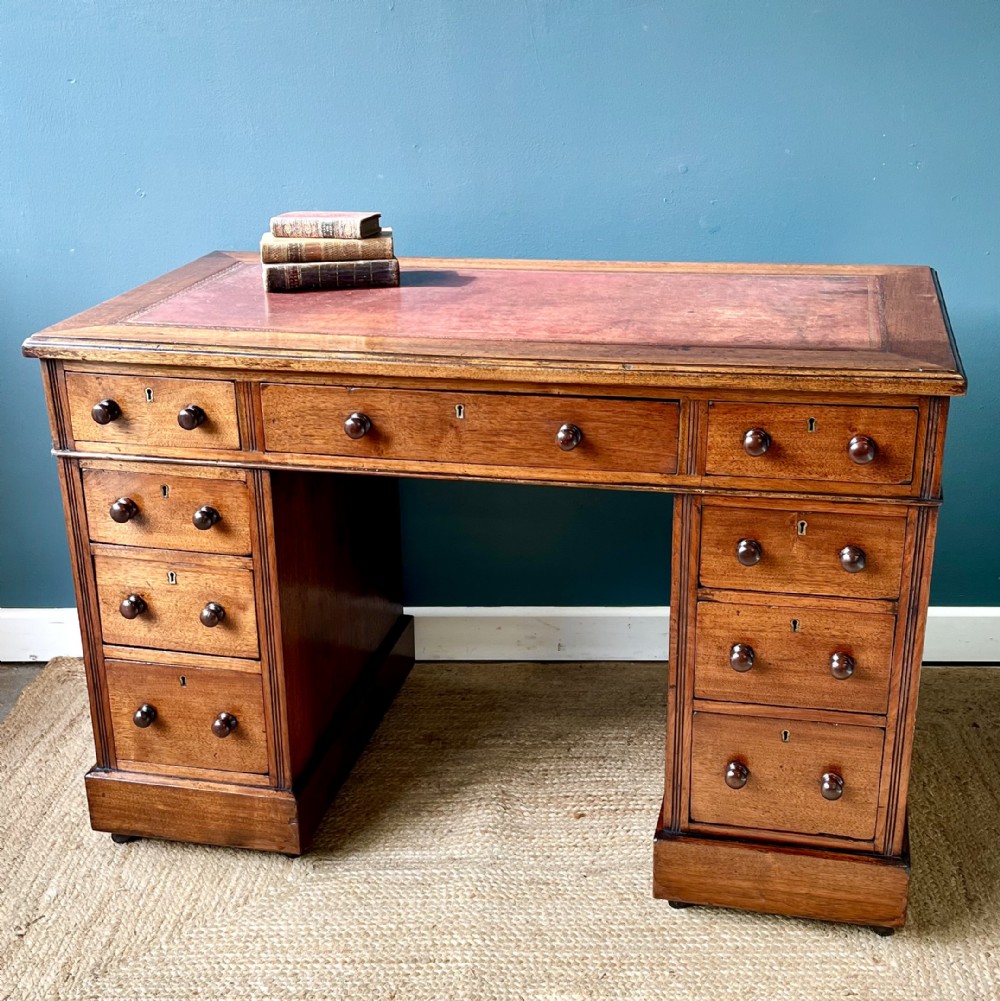 19th century walnut pedestal desk