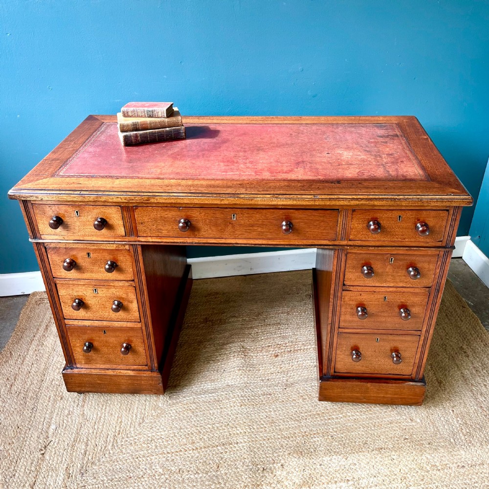 19th century walnut pedestal desk View II