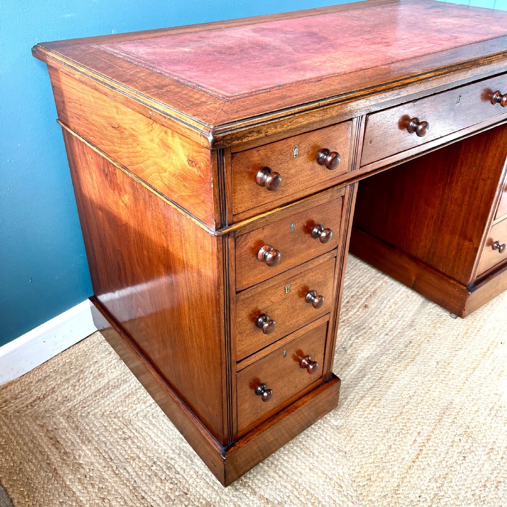 19th century walnut pedestal desk View V