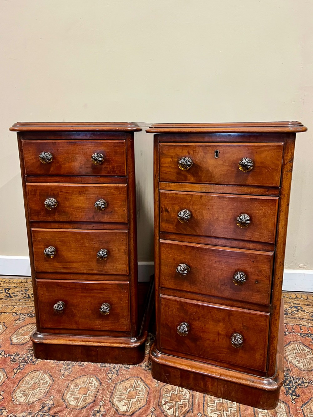 Pair of 19th century mahogany bedside chests View II