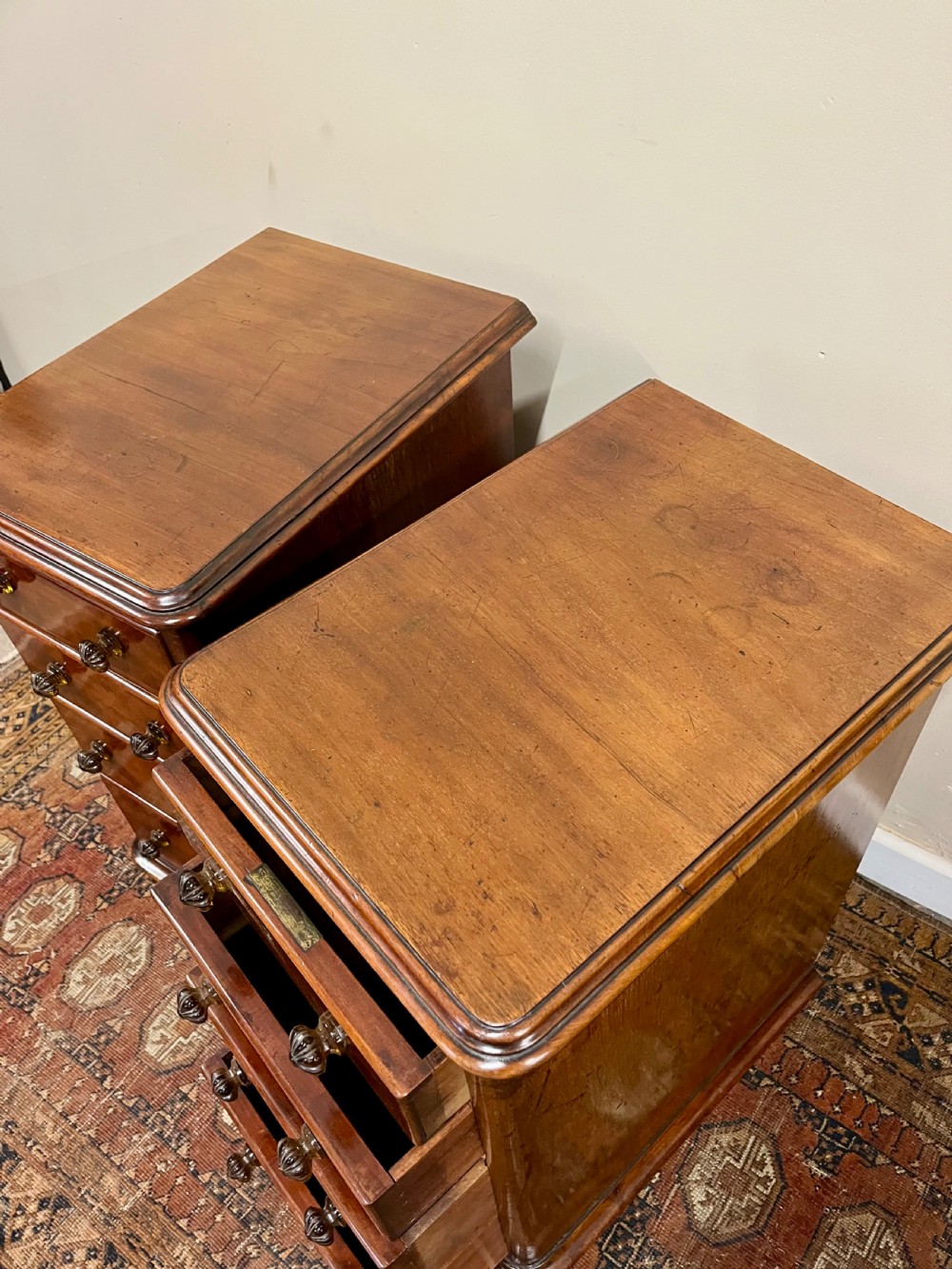 Pair of 19th century mahogany bedside chests View V