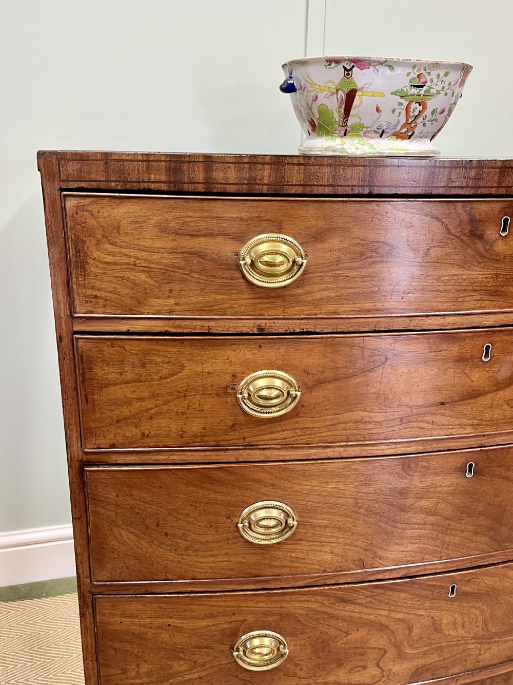 Regency bow fronted chest of drawers View II