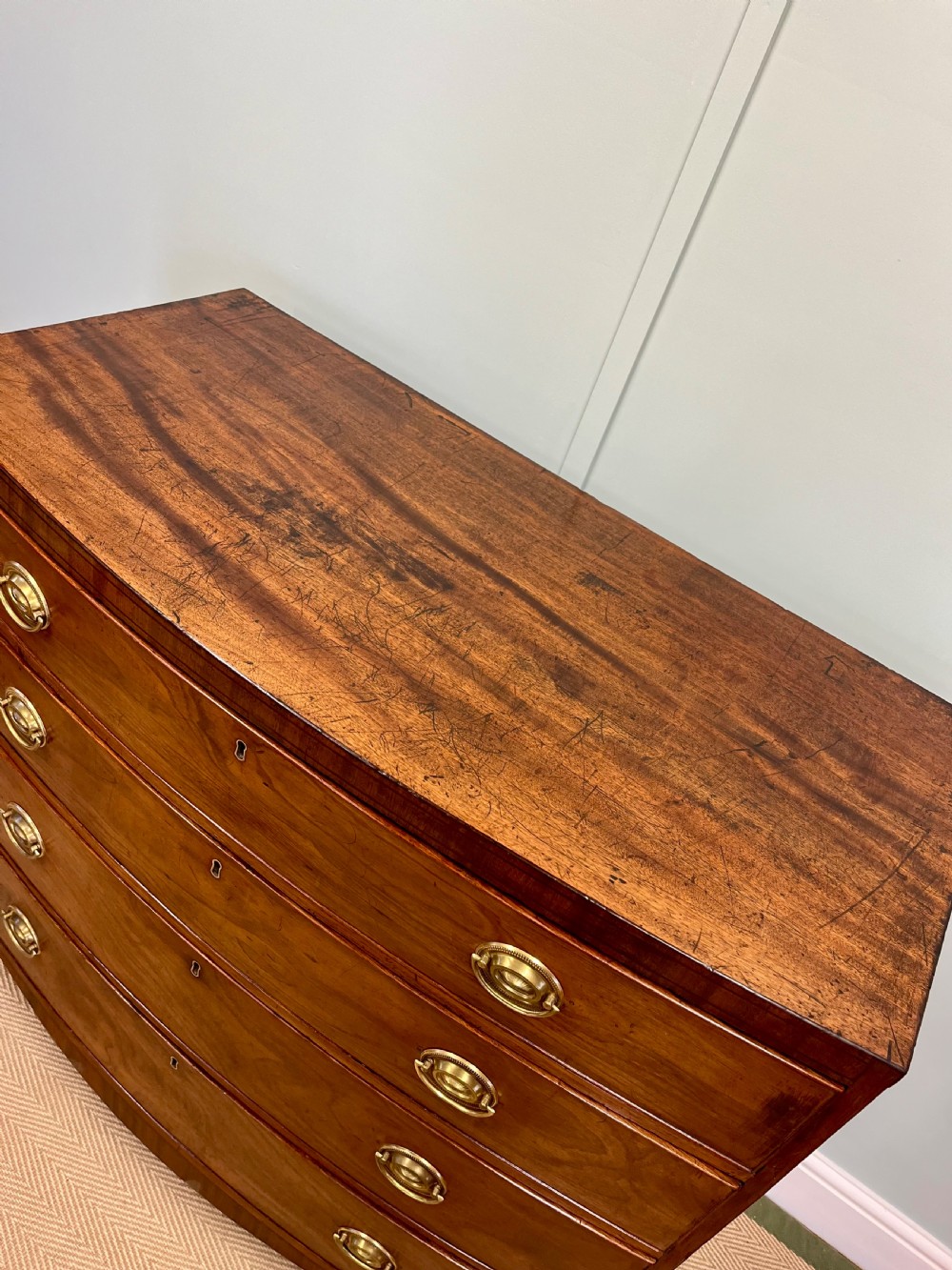 Regency bow fronted chest of drawers View III