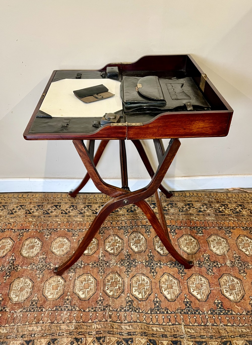 19th century campaign folding desk View II