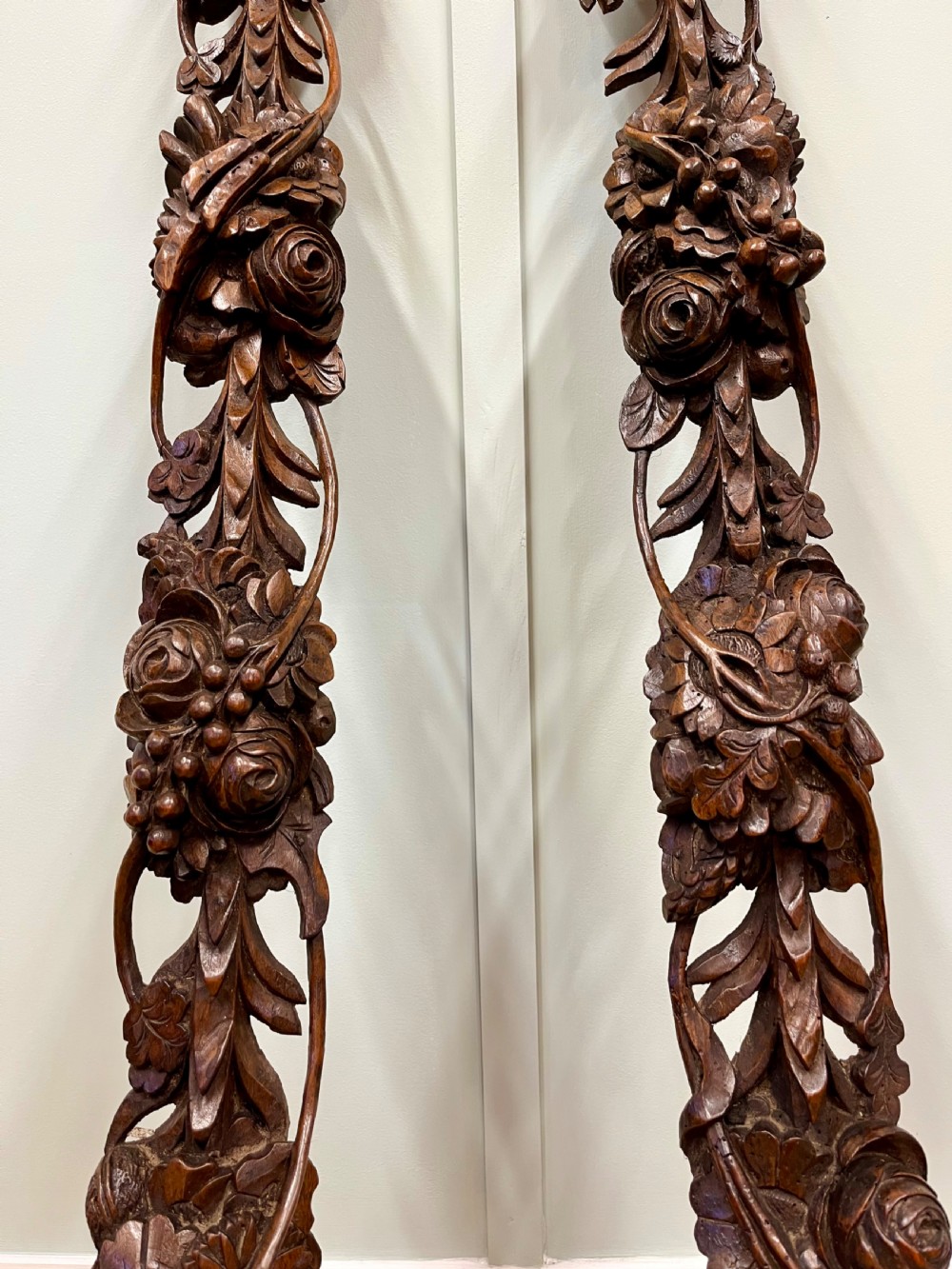 19th century pair of walnut carvings View II