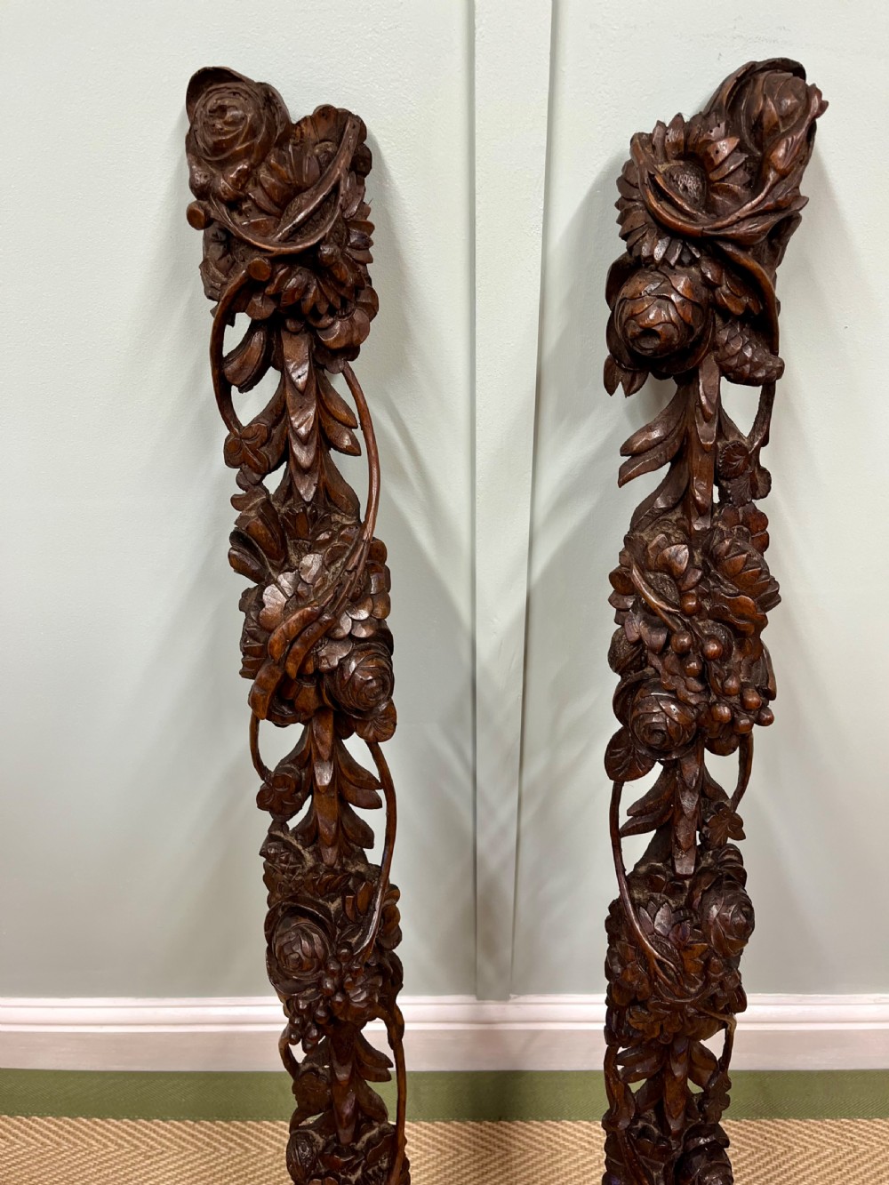 19th century pair of walnut carvings View V