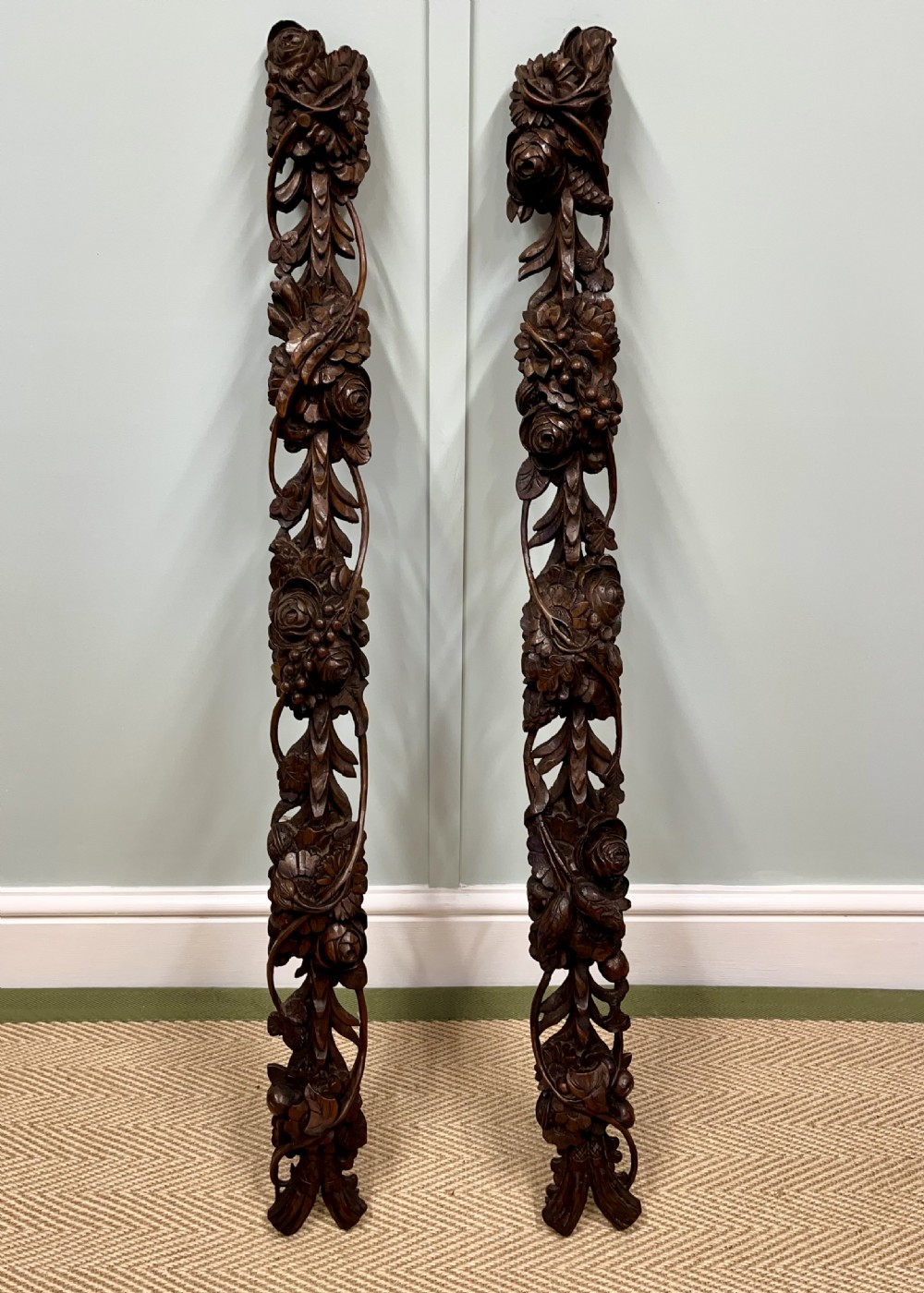 19th century pair of walnut carvings View VI