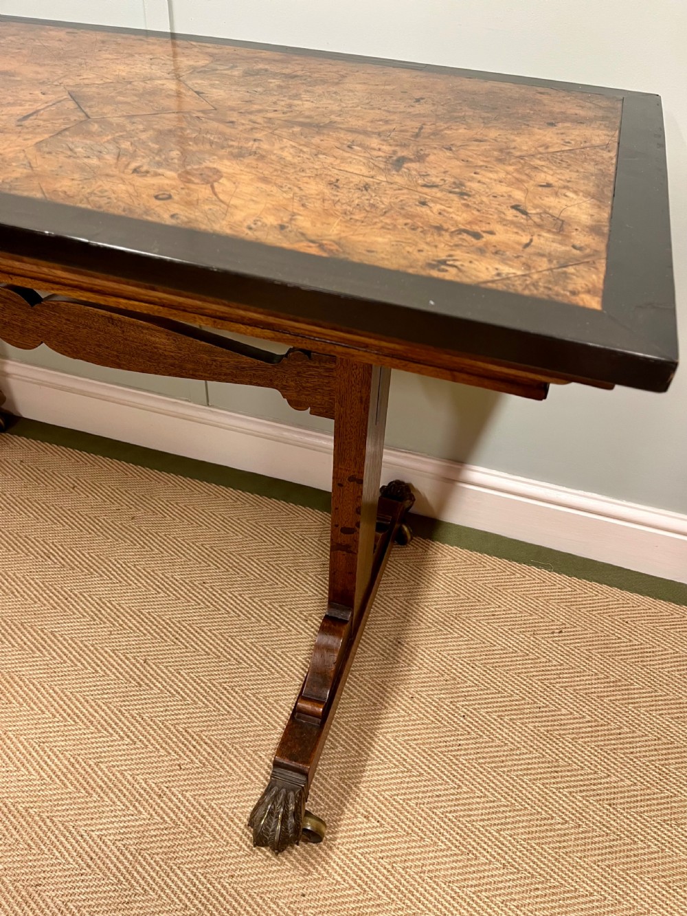 Walnut and ebonised center table View V
