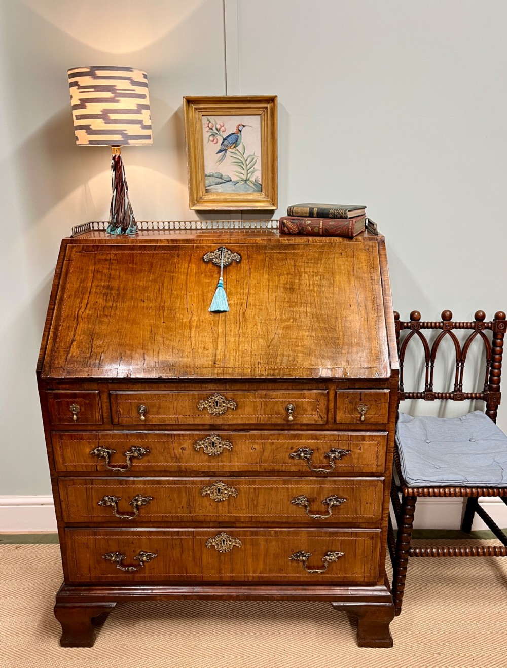 Georgian walnut bureau View II