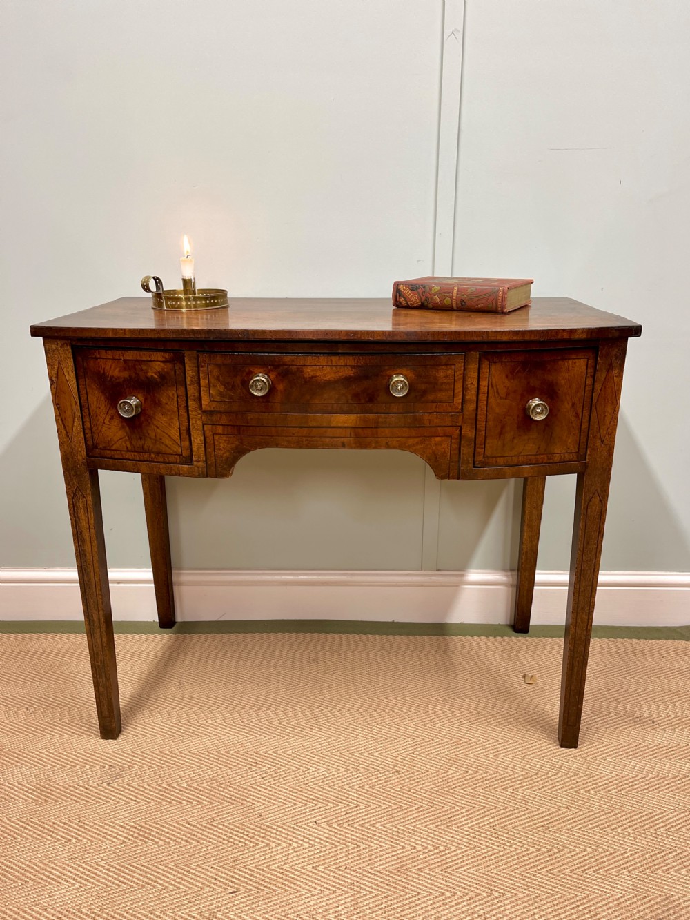 Georgian mahogany bow fronted table View II