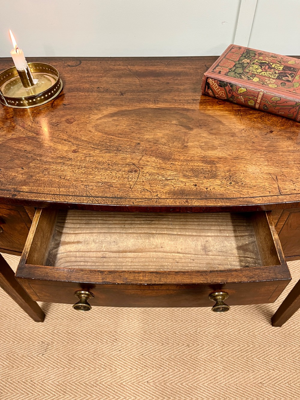 Georgian mahogany bow fronted table View VIII