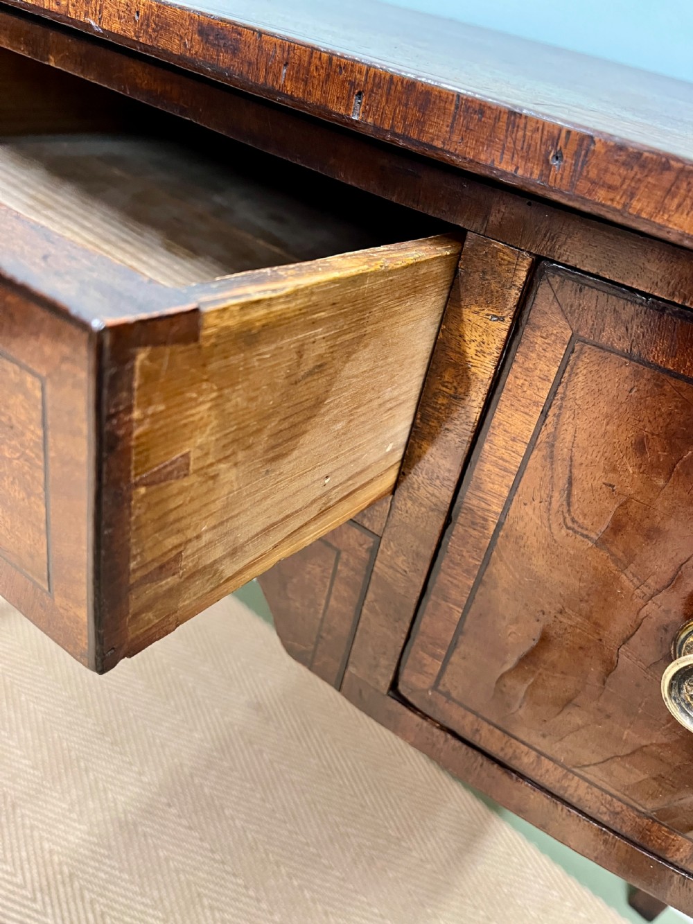 Georgian mahogany bow fronted table View IX