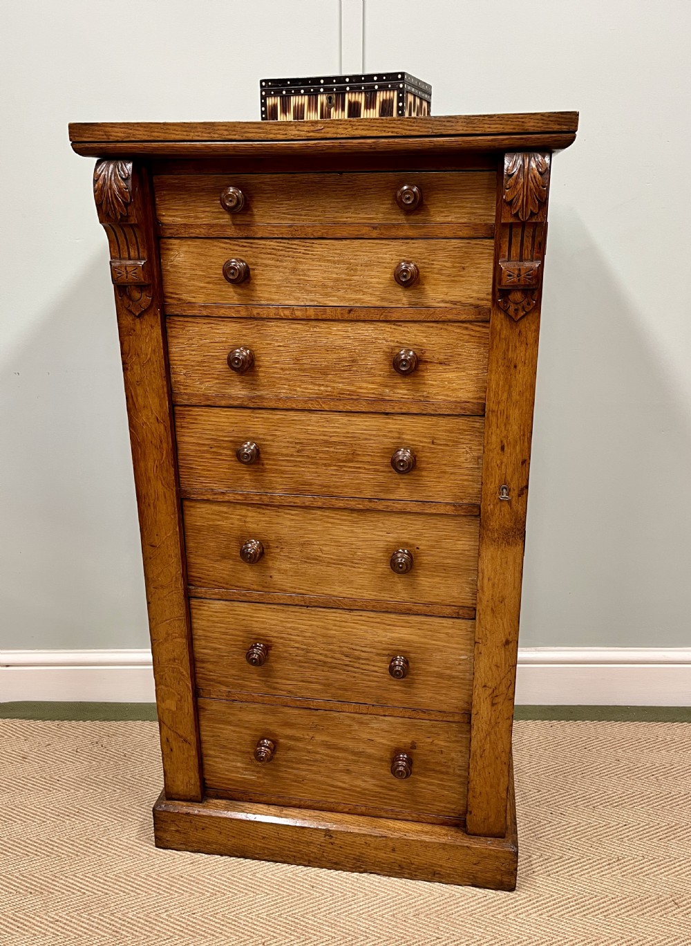 19th century oak Wellington chest