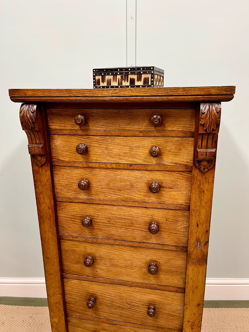 19th century oak Wellington chest View II
