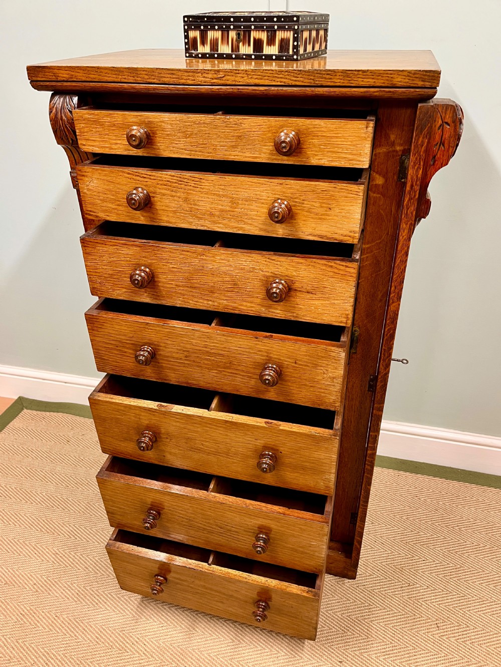19th century oak Wellington chest View V