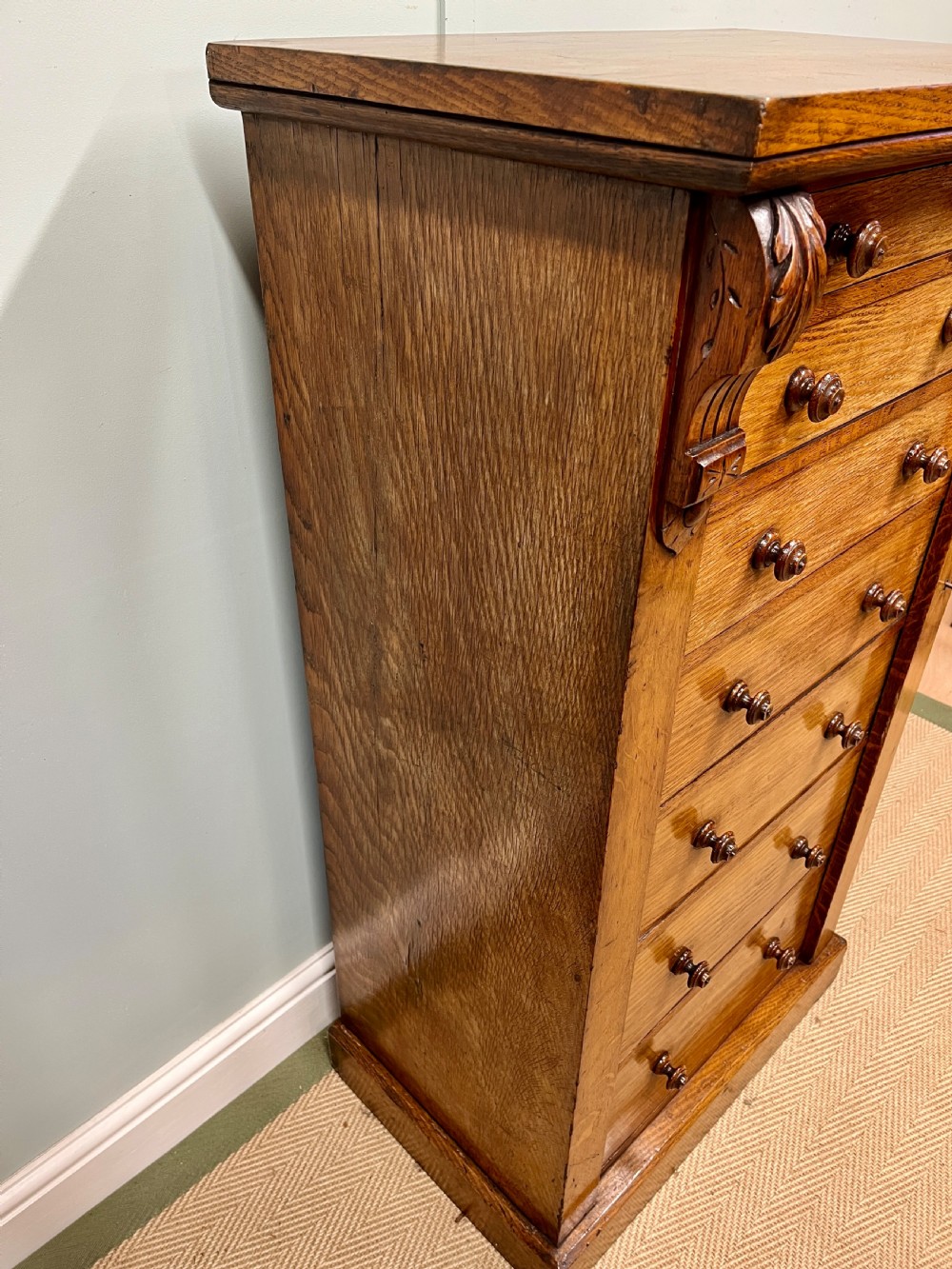 19th century oak Wellington chest View IX