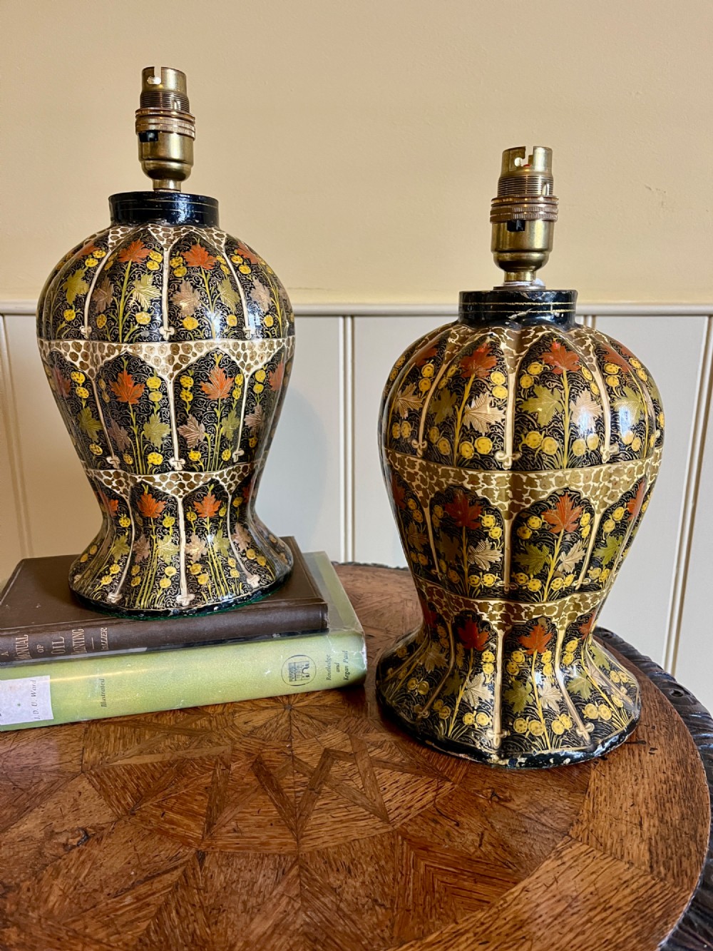 Pair of 20th century Kashmiri lamps