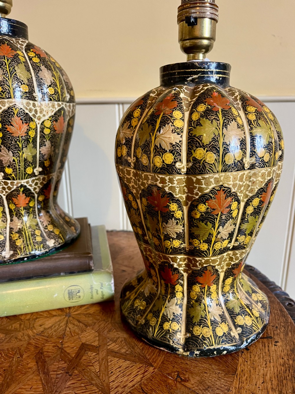 Pair of 20th century Kashmiri lamps View II