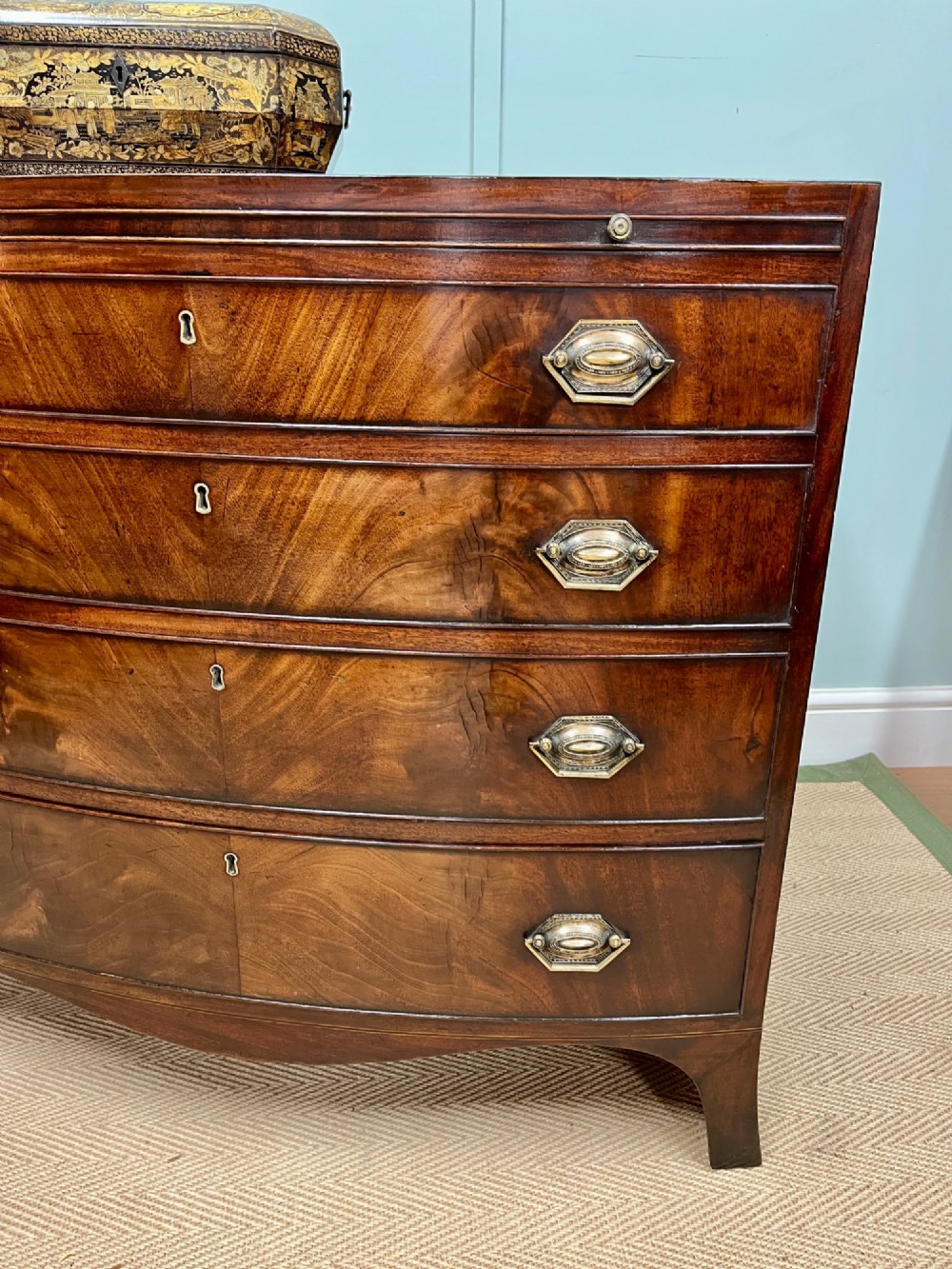 18th century Georgian bow fronted chest of drawers View II