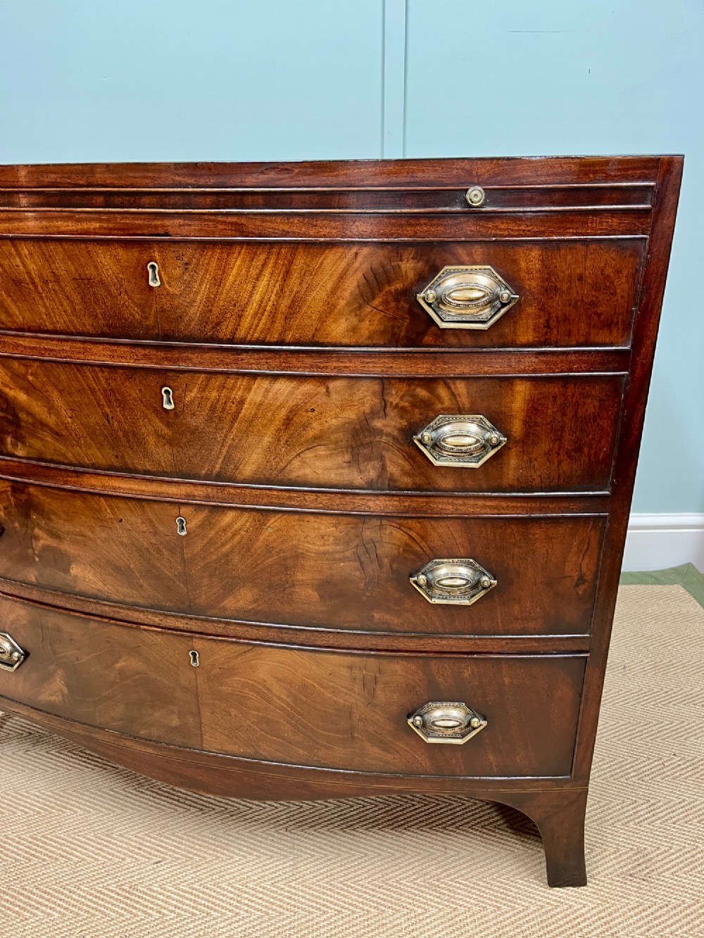18th century Georgian bow fronted chest of drawers View III
