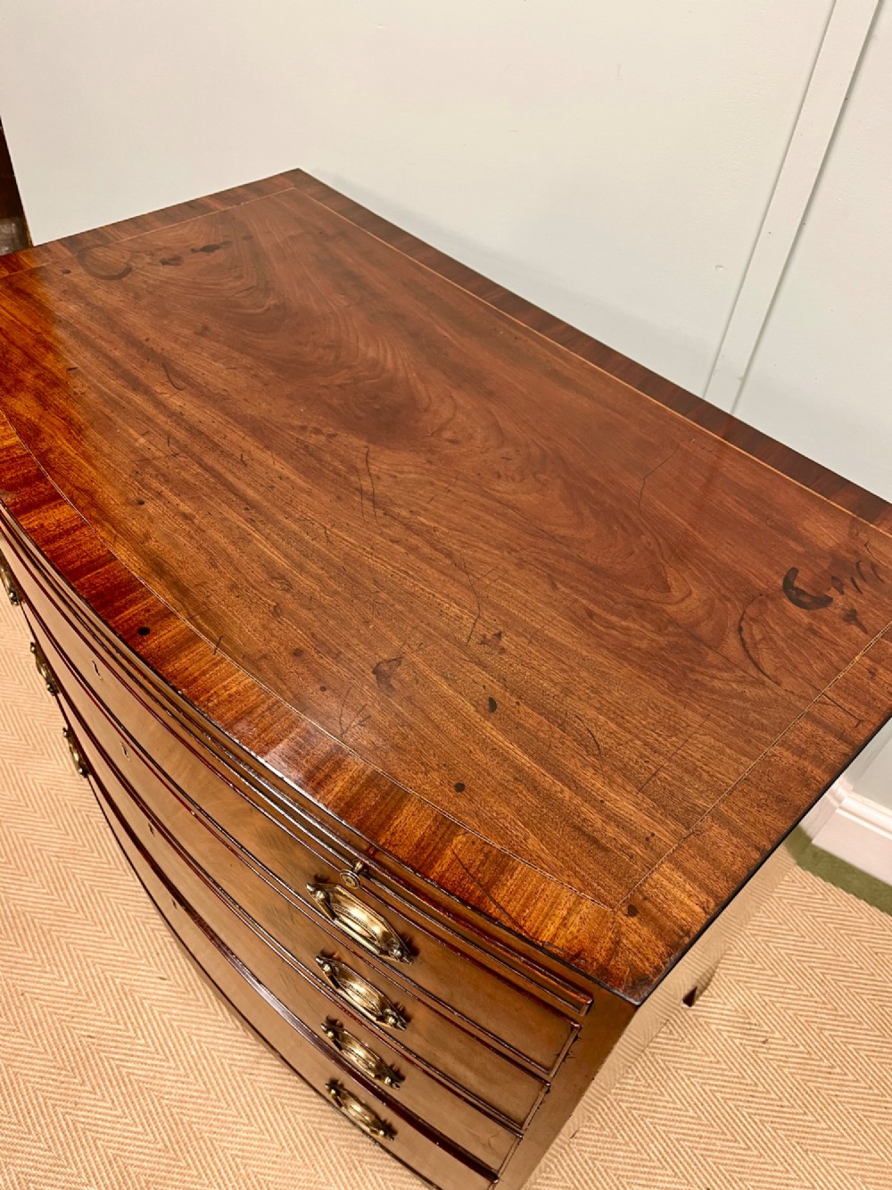 18th century Georgian bow fronted chest of drawers View IV
