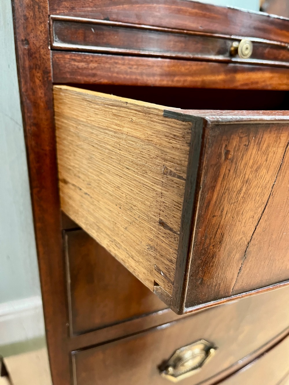 18th century Georgian bow fronted chest of drawers View IX