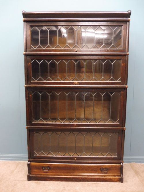 Globe Wernicke Oak Leaded Library Lawyers Bookcase Circa 1900-1920