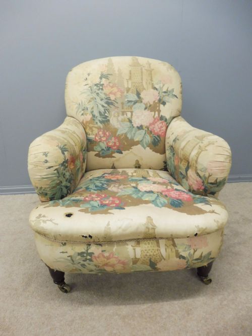fig 1. ORIGINAL VICTORIAN DEEP SEATED HOWARD STYLE ARMCHAIR CIRCA 1880
