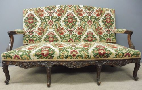 French Carved Walnut Sofa Circa 1890