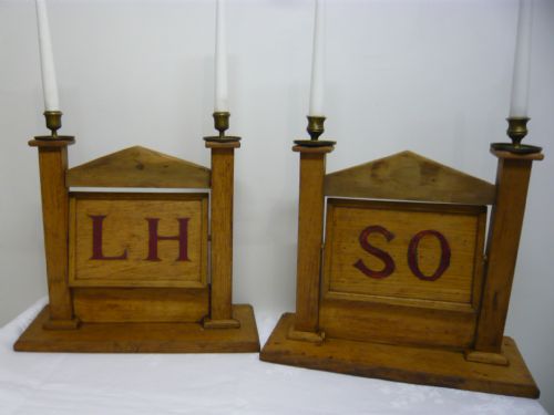 Large Oak 19th Century R.a.o.b Meeting Room Candle Stands Circa 1890