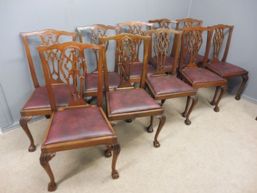 Set of 10 Chippendale Style Mahogany Dining Chairs Circa 1900