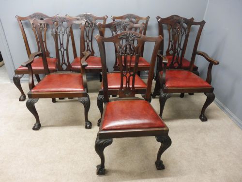 fig 1. SET OF 8 GOOD QUALITY CHIPPENDALE DESIGN DINING CHAIRS CIRCA 1900