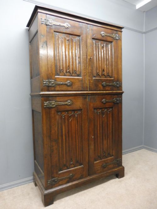 Heavy Oak Arts and Crafts Double Cupboard