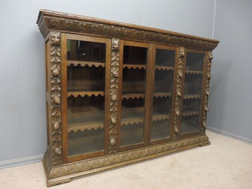 Carved Oak 4 Door Bookcase Circa 1890