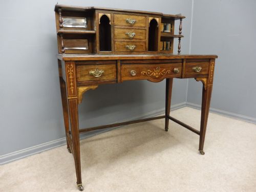 Good Original Victorian Inlaid Rosewood Writing Desk