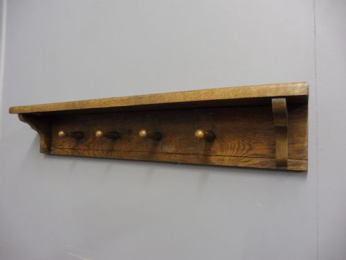 Lovely Solid Oak Headmasters Coat and Hat Hooks C1920