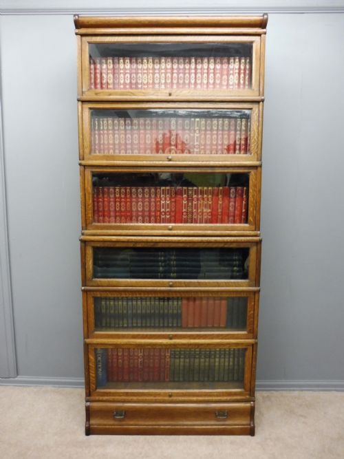 fig 1. TALL GOLDEN OAK GLOBE WERNICKE BOOKCASE
