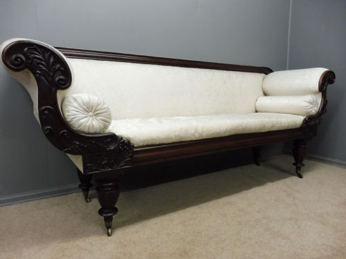 Large Mid 19th Century Mahogany Show Frame Scroll End Sofa