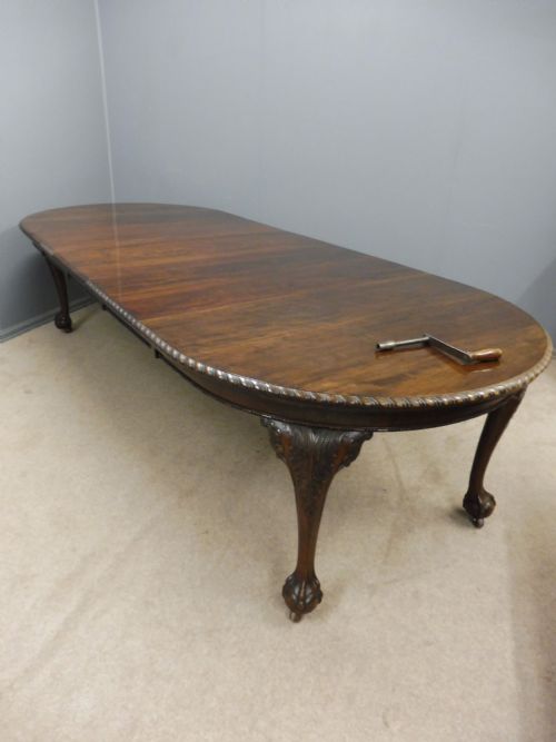 Large Edwardian Mahogany Extending Dining Table Seats 10