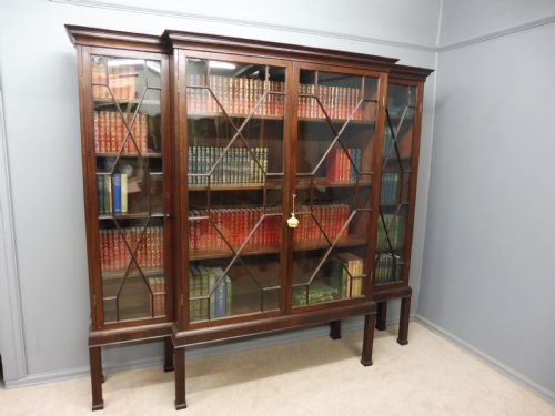 Large Edwardian Mahogany Country House Bookcase on Stand