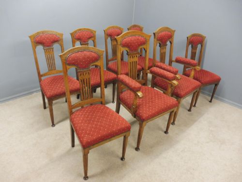 fig 1. SET OF 8 OAK ARTS AND CRAFTS DINING CHAIRS