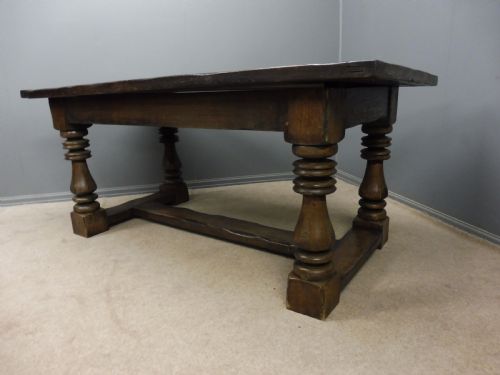 17th Century Style Heavy Oak Refectory Table Circa 1920