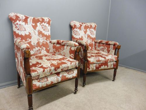 Pair of Edwardian Inlaid Armchairs